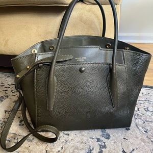 Michael Kors Collection top handle bag with shoulder strap. Olive, made in IT